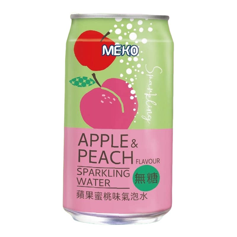 网红特选MEKO美果 苹果蜜桃味气泡水310毫升X8无糖苹果蜜桃新口味