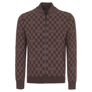 BRAUN BUFFEL/布兰施男士时尚格仔长袖毛衣羊毛混纺毛开衫毛外套