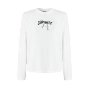 MOISSAC摩萨克冬棉蝴蝶结刺绣基础打底衫长袖T恤上衣女