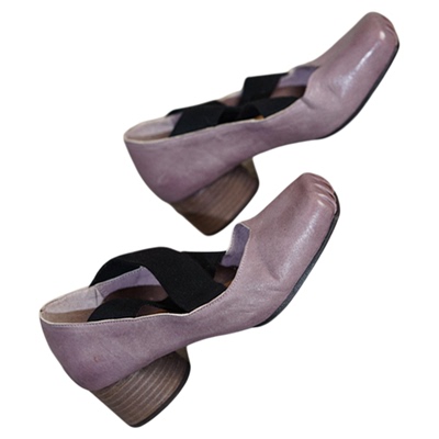 香芋紫色时尚芭蕾鞋猪鼻子单鞋