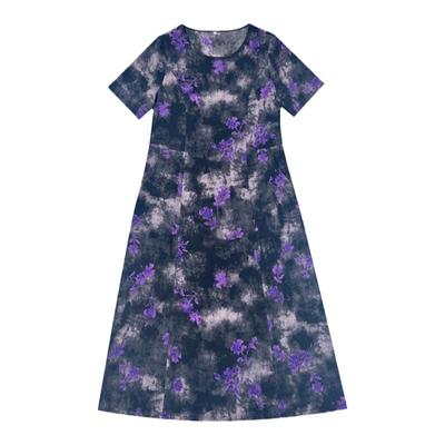 中老年妈妈装遮肚子显瘦连衣裙