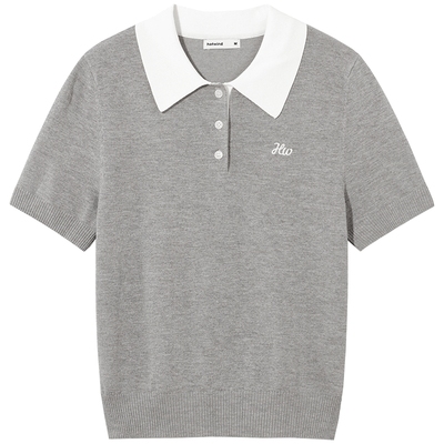 热风2025年秋季新款女翻领针织衫