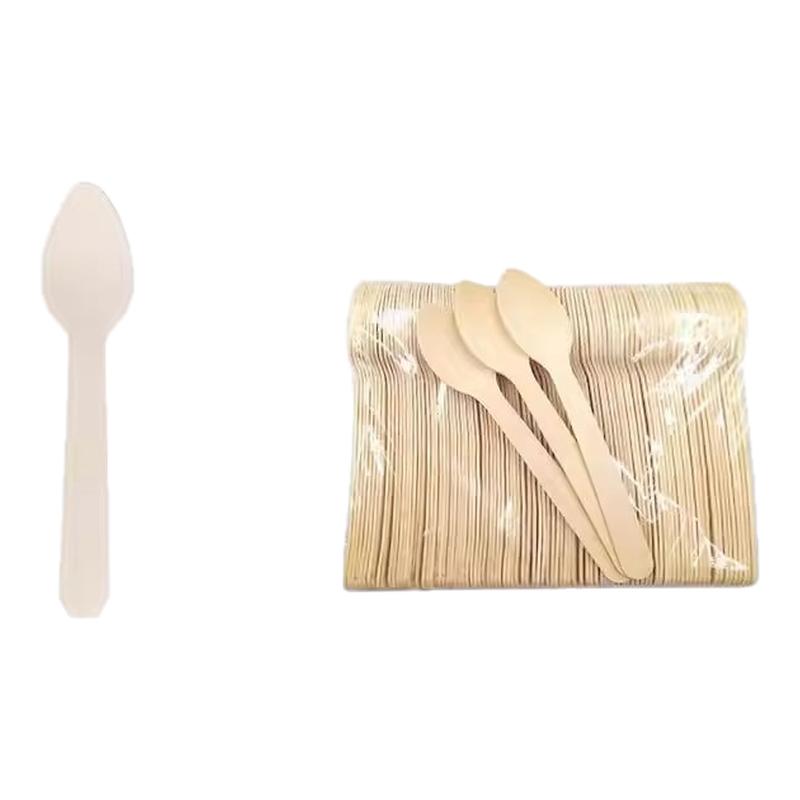一次性勺子110mm木勺木制餐具商用甜品蛋糕冰淇淋木勺自动餐厅