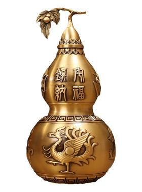 纯黄铜葫芦摆件招财镇宅四神兽挂件开口盖空心客厅店铺办公室装饰