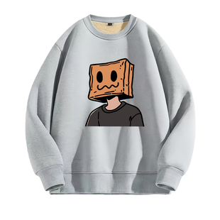 青少年加绒冬装无帽卫衣男秋冬季2025新款羊羔绒男生上衣冬款男装