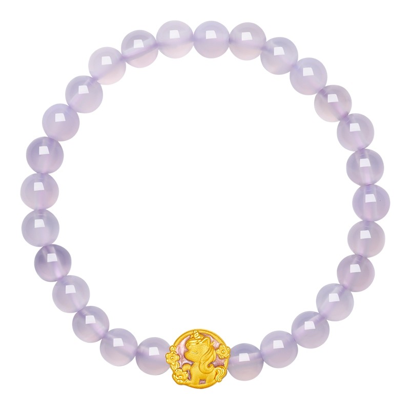 周六福黄金独角兽手串女款花花马生肖马系列3d硬金定价送圣诞礼物