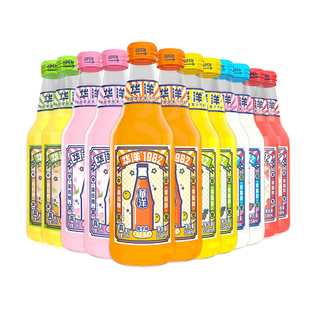 华洋1982果汁汽水358ml*6瓶碳酸饮料真低糖0脂肪玻璃瓶整箱网红装