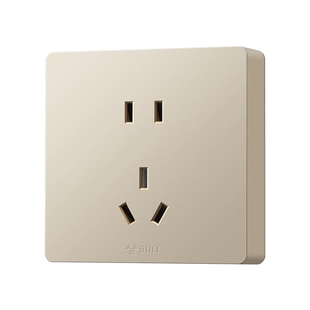 公牛明装插座一体超薄扁平带开关空调16A一开五孔面板多孔G59金色