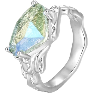 shes茜子奥莱莫奈印象璀璨贴片石轻奢戒指女小众设计开口指环手饰