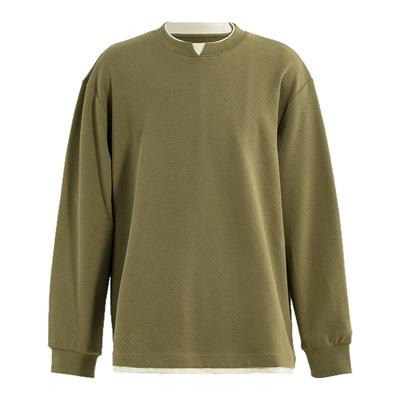 海上公路假两件小V领卫衣男士秋季粗斜纹提花设计感时尚百搭上衣