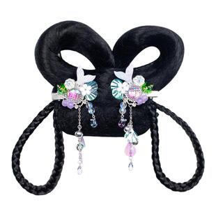 儿童汉服假发女童发髻蝴蝶结发包古风古典舞古装头饰唐装表演拍照