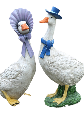 山水雕树脂庭院动物卡通鸭子