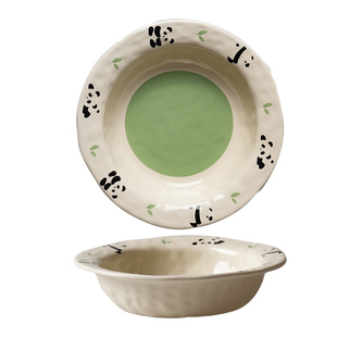 舍里熊猫陶瓷碗家用米饭碗个人专用吃饭碗餐具套装可爱餐具菜盘子