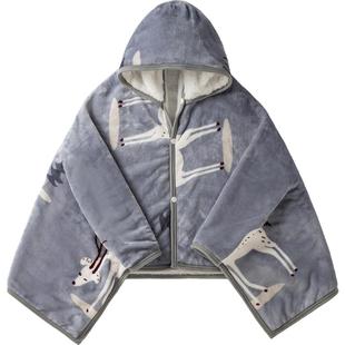 珂罗雅儿童中小学生保暖法兰绒披肩毛毯午睡空调毯子午休披风斗篷