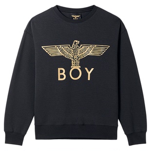【经典款】BOYLONDON潮牌休闲春男女同款圆领套头针织卫衣N03906