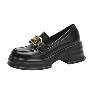 小码女鞋313233单鞋新款真皮厚底增高乐福鞋小个子秀气英伦小皮鞋