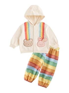 幼歌秋季缤纷彩虹外套长裤套装