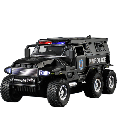 合金装甲警车玩具男孩特警越野车模型儿童110警察玩具车六一礼物