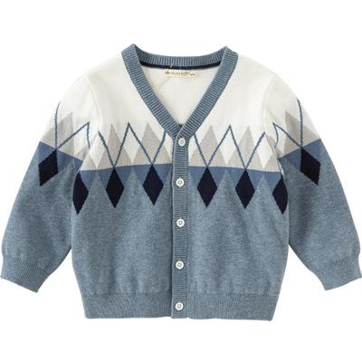 戴维贝拉儿童毛衣开衫2025秋装新款纯棉男童洋气学院风上衣外套