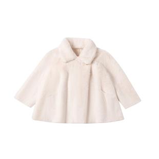 OPCP儿童皮草外套2025秋冬新款女童仿水貂毛小女孩毛毛大衣中长款