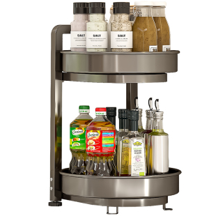 旋转调料置物架厨房调料品架子双层家用台面转角佐料调味品收纳架