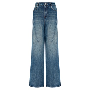 【新年系列】HPLY荷比俪2026春新款棉复古中高腰直筒微喇牛仔裤