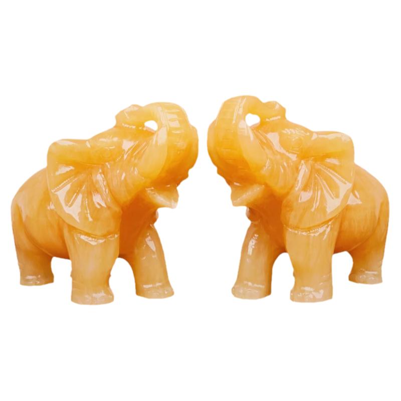 天然玉石大象摆件装饰品