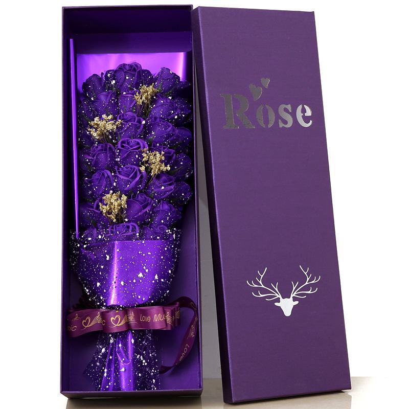 礼物送老婆女朋友闺蜜花束花33香皂雪朵母亲玫瑰礼盒花手工纺