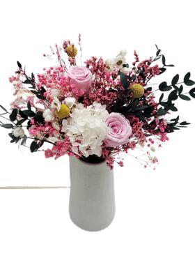 永生玫瑰干花花束真花绣球满天星