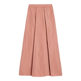 MAX&Co.2025春夏纯色百搭塔夫绸长款花冠半身裙6101075402