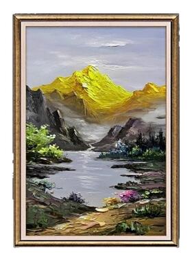 美式入户玄关装饰画背有靠山挂画山水风景壁画正对门走廊过道油画