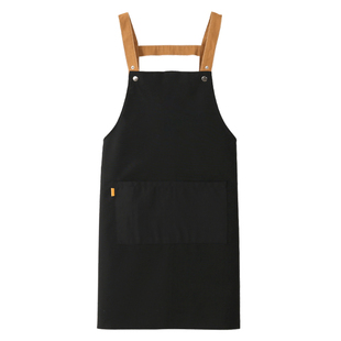 餐饮小店奶茶店围裙定制logo印字女家用厨房时尚咖啡店工作服帆布