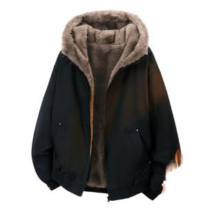 啄木鸟座山雕重磅毛领派克服男冬季加绒加厚连帽棉衣短款外套保暖