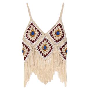 猫之旅店民族风云南旅行吊带大西北波西米亚甜美流苏镂空钩花背心