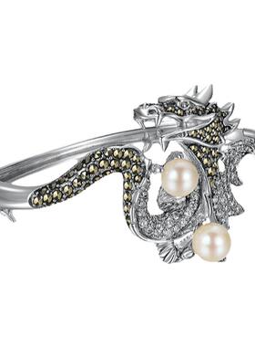 瑞红中国风纯银生肖龙手镯