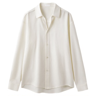 春秋季新款白衬衫男古巴领长袖休闲商务免烫衬衣服轻熟痞帅高级感