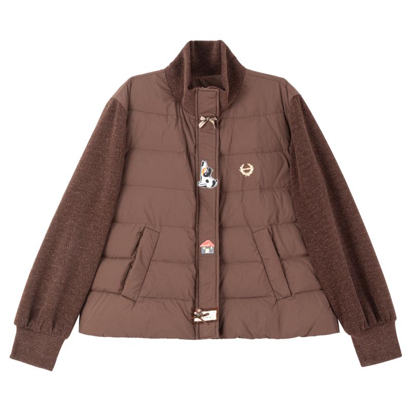 KEIKO韩系假两件针织拼接羽绒服