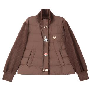 KEIKO 韩系假两件针织拼接羽绒服女冬季蓄热轻薄保暖90白鸭绒外套