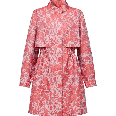 EP雅莹中长款桑蚕丝立领收腰风衣