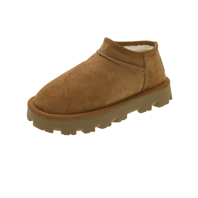 厚底雪地靴女2025新款冬季皮毛一体短筒雪地棉加绒加厚外穿棉鞋女