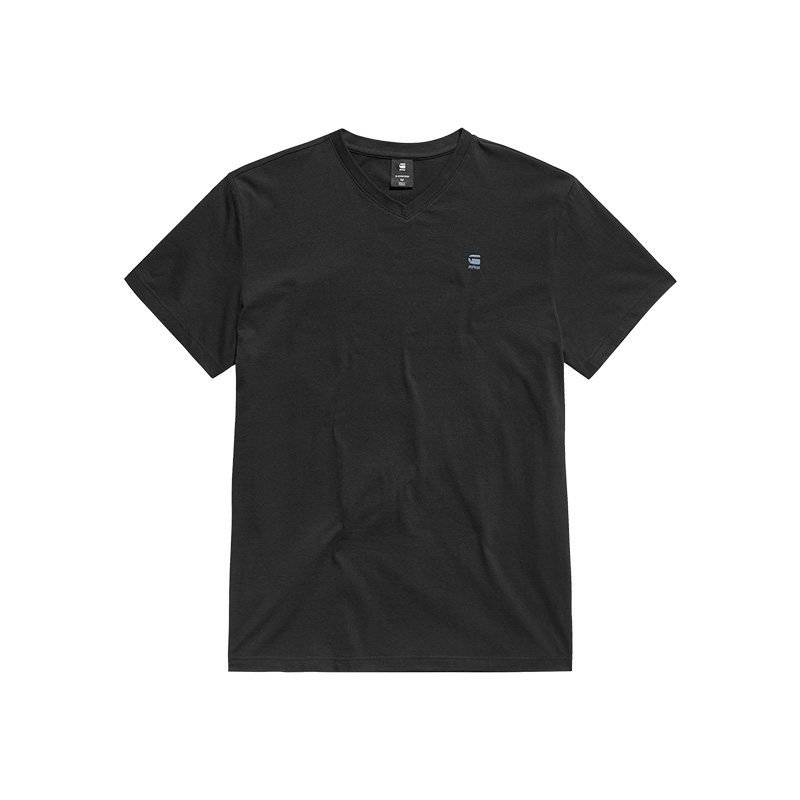 G-STAR RAW2025春季新款男士V领百搭简洁舒适黑色短袖T恤D16412