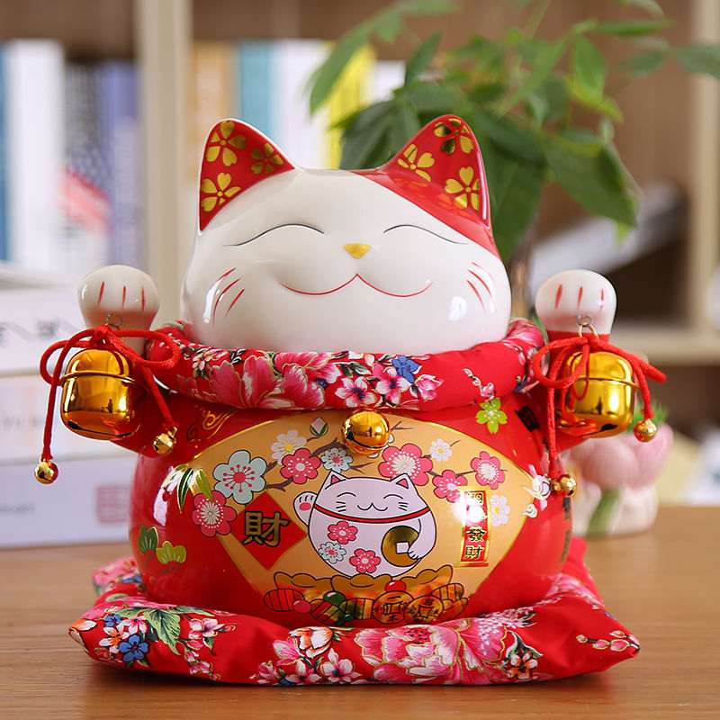 陶瓷大号招财猫摆件 开业店铺前台家用客厅存钱罐储蓄罐装饰摆件