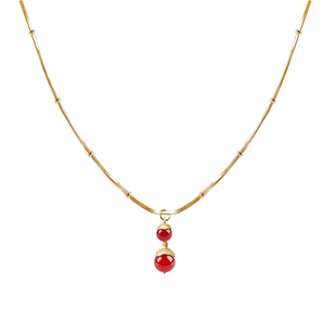 [新年礼物]OINICIO初印种子系列925银红玛瑙葫芦项链女本命年颈链