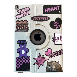 [贴纸风纯色皮套]适用2022苹果ipad保护壳air6平板套ipad6可爱air4/5女2021pro九可爱10代9六2020防摔mini123