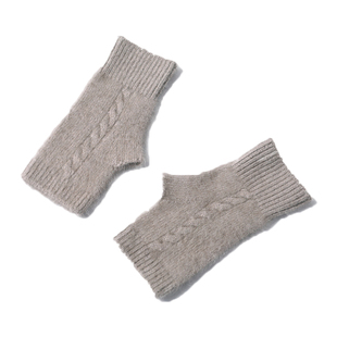 扭花半指手套女羊绒羊毛春秋冬保暖半截露指护手腕套厚款长毛貂绒