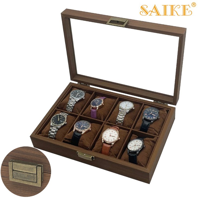 [复古版]现货批发收藏礼品盒黑胡桃手表展示收纳枕盒8丝棉位木质