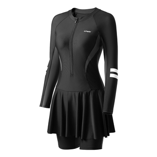 佑美防晒泳衣女款连体2025新款游泳衣海边长袖保守大码高级感泳装