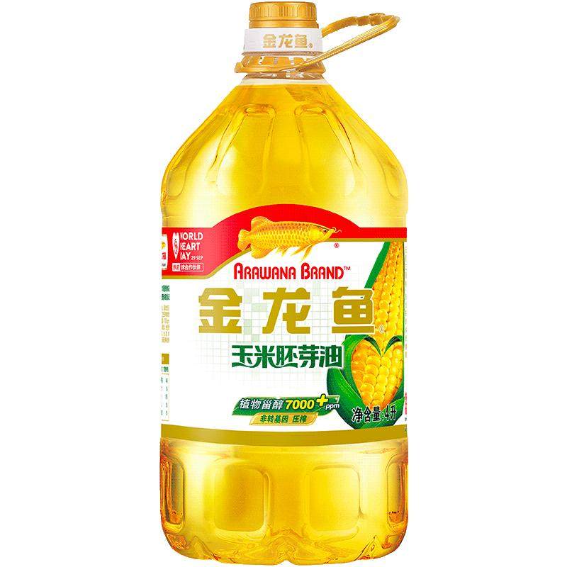 金龙鱼玉米油4L/桶 优质胚芽压榨 食用油 非转基因 家用桶装
