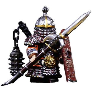 玩具浮屠中世纪铁重甲骑士兵人金国军事武士战马铠甲人仔积木古代