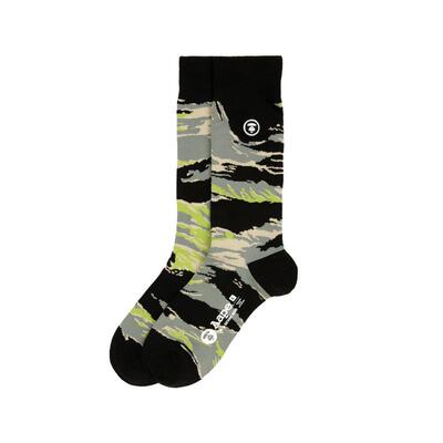 Aape刺绣迷彩提花中筒袜